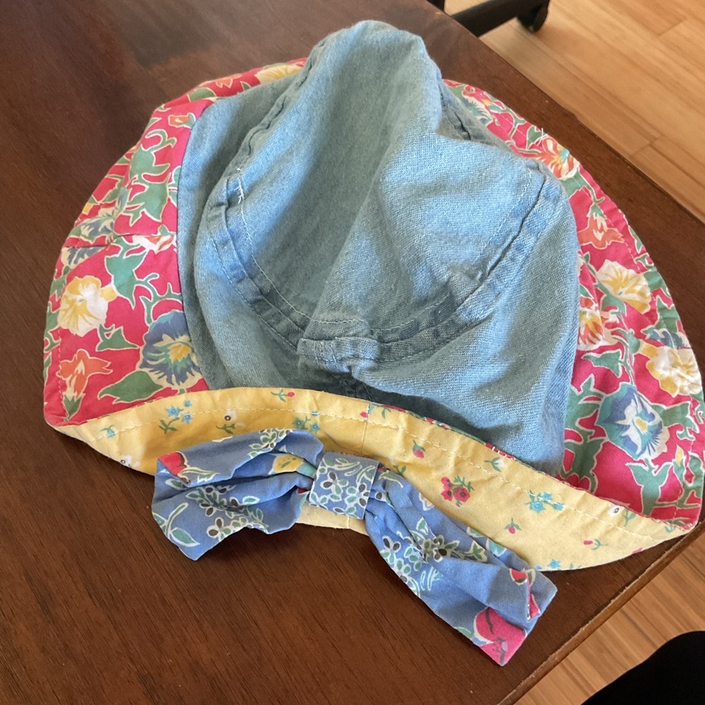 Unique Vintage Kids Floral Denim Hat blossom style kids 10-12